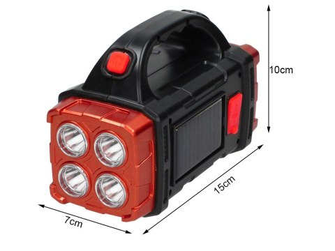 Latarka solarna LED - przenośna lampka z powerbankiem i reflektorem