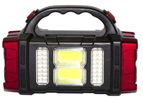 Latarka solarna LED - przenośna lampka z powerbankiem i reflektorem