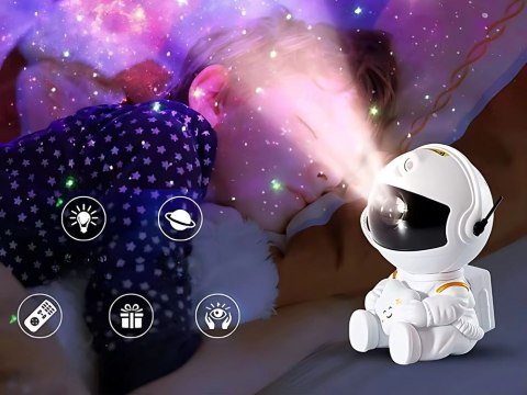 Projektor gwiazd astronauta galaktyka lampka nocna niebo laserowy LED pilot