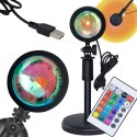 Projektor lampa lampka zachód wschód imitacja słońca LED RGB USB + pilot