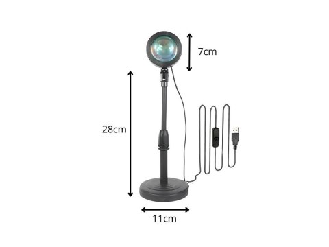 Projektor lampa lampka zachód wschód imitacja słońca LED RGB USB + pilot