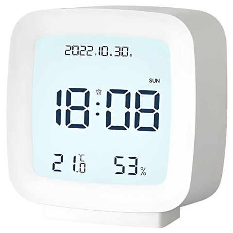 Nowoczesny zegar budzik LCD z pomiarem temperatury i wilgotności