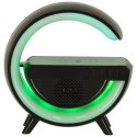 
Lampka LED RGB z głośnikiem i ładowarką indukcyjną - czarna elegancja w nowoczesnym stylu