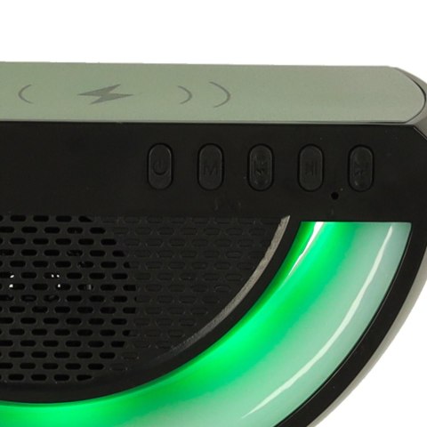 
Lampka LED RGB z głośnikiem i ładowarką indukcyjną - czarna elegancja w nowoczesnym stylu