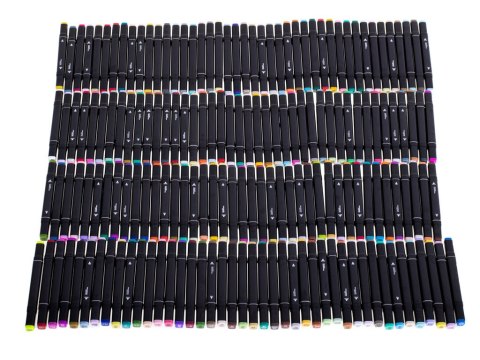 Nowoczesne markery dwustronne w eleganckim etui - 168 sztuk