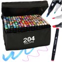 Nowoczesne markery alkoholowe w etui z 204 kolorami dla kreatywnych