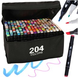 Nowoczesne markery alkoholowe w etui z 204 kolorami dla kreatywnych