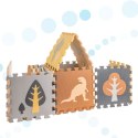 Nowoczesna mata edukacyjna dla dzieci - brązowa piankowa mata puzzle 143 x 143 cm z 36 elementami edukacyjnymi.