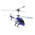Nowoczesny helikopter zdalnie sterowany w kolorze niebieskim, stworzony z myślą o pasjonatach lotnictwa i zabawy.