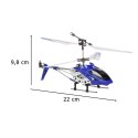 Nowoczesny helikopter zdalnie sterowany w kolorze niebieskim, stworzony z myślą o pasjonatach lotnictwa i zabawy.