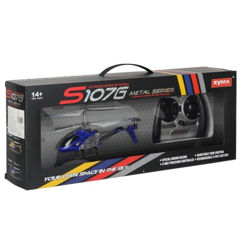 Nowoczesny helikopter zdalnie sterowany w kolorze niebieskim, stworzony z myślą o pasjonatach lotnictwa i zabawy.