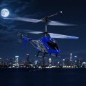 Nowoczesny helikopter zdalnie sterowany w kolorze niebieskim, stworzony z myślą o pasjonatach lotnictwa i zabawy.