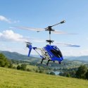 Nowoczesny helikopter zdalnie sterowany w kolorze niebieskim, stworzony z myślą o pasjonatach lotnictwa i zabawy.