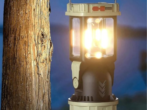 Lampa solarna kempingowa LED z uchwytem, idealna na biwak