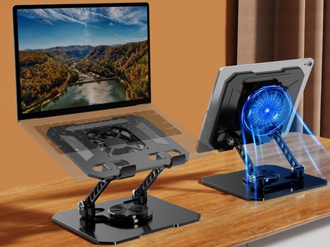 Nowoczesna podstawka chłodząca z regulowanym uchwytem dla tabletów i laptopów