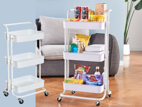 Nowoczesny wózek mobilny na kółkach z 3 półkami do łazienki i kuchni