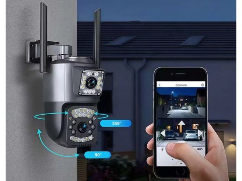 Kamera z dwoma obiektywami ethernet zewnętrzna obrotowa detektor ruchu IP 4g