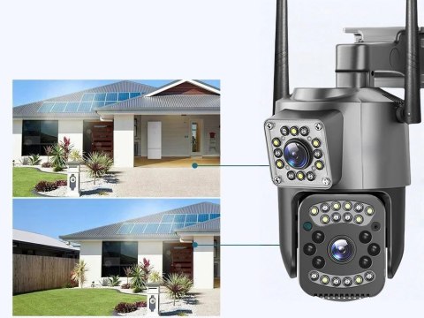Kamera z dwoma obiektywami ethernet zewnętrzna obrotowa detektor ruchu IP 4g