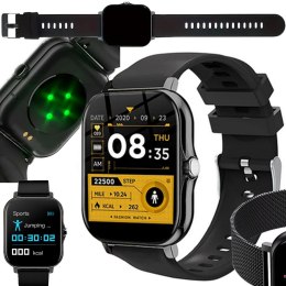 Nowoczesny smartwatch sportowy z funkcją rozmów, czarny