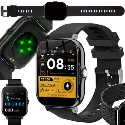 Nowoczesny smartwatch sportowy z funkcją rozmów, czarny