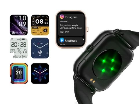 Nowoczesny smartwatch sportowy z funkcją rozmów, czarny
