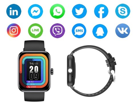 Nowoczesny smartwatch sportowy z funkcją rozmów, czarny