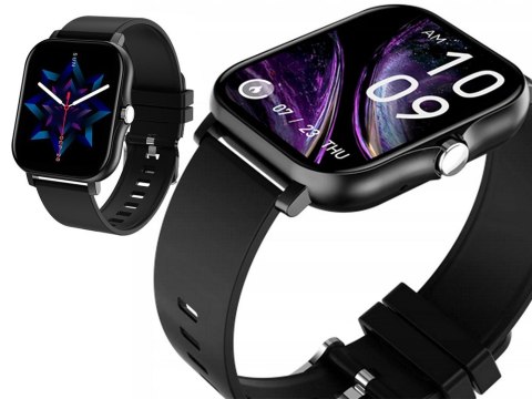 Nowoczesny smartwatch sportowy z funkcją rozmów, czarny