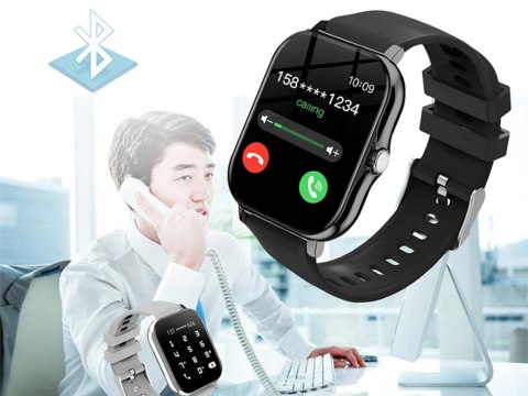 Nowoczesny smartwatch sportowy z funkcją rozmów, czarny