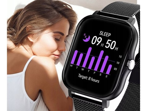 Nowoczesny smartwatch sportowy z funkcją rozmów, czarny