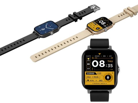 Nowoczesny smartwatch sportowy z funkcją rozmów, czarny