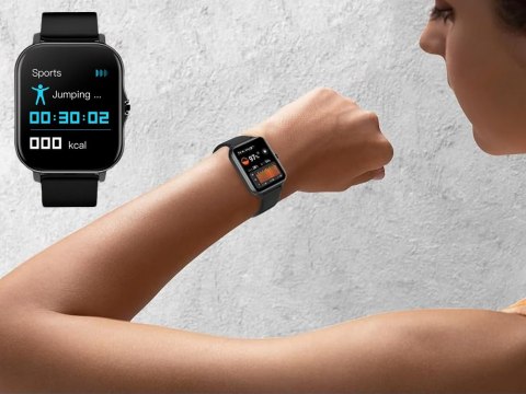 Nowoczesny smartwatch sportowy z funkcją rozmów, czarny