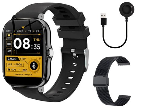 Nowoczesny smartwatch sportowy z funkcją rozmów, czarny