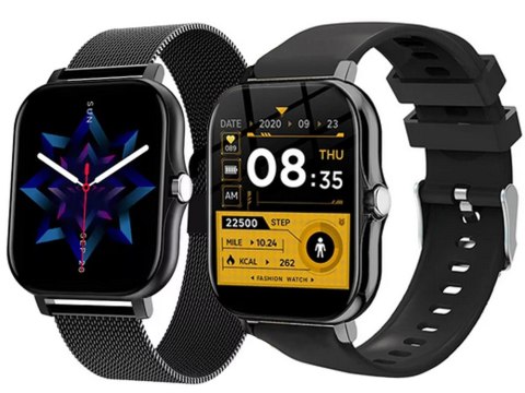 Nowoczesny smartwatch sportowy z funkcją rozmów, czarny
