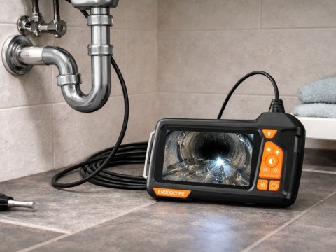 Kamera inspekcyjna endoskop HD 5m IP67 USB 6LED do rur wyświetlacz LCD