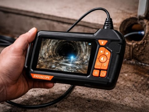 Kamera inspekcyjna endoskop HD 5m IP67 USB 6LED do rur wyświetlacz LCD