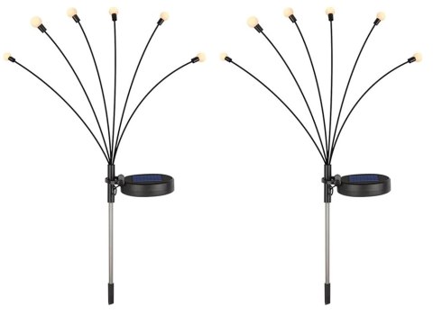 LAMPKI OGRODOWE SOLARNE KULECZKI 2 SZTUKI PO 6 LAMPEK LED DŁUGIE 70 CM