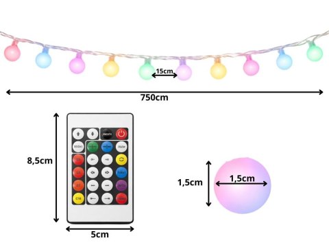 Lamki LED kolorowe USB RGB aplikacja pilot kulki dekoracyjne świąteczne