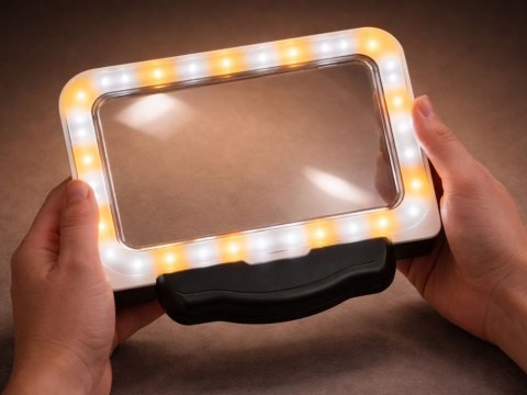 Nowoczesna lupa podświetlana LED 2.5x z ergonomiczną konstrukcją