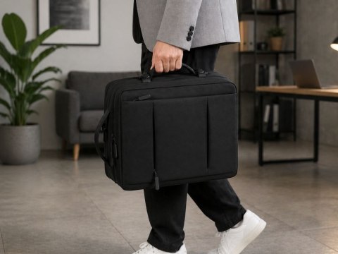 Plecak biznesowy męski na laptop USB elegancki czarny pojemny miejski