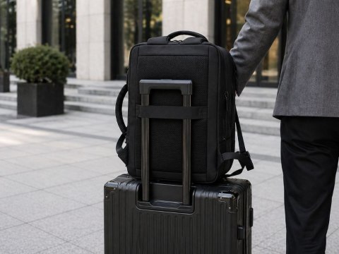 Plecak biznesowy męski na laptop USB elegancki czarny pojemny miejski