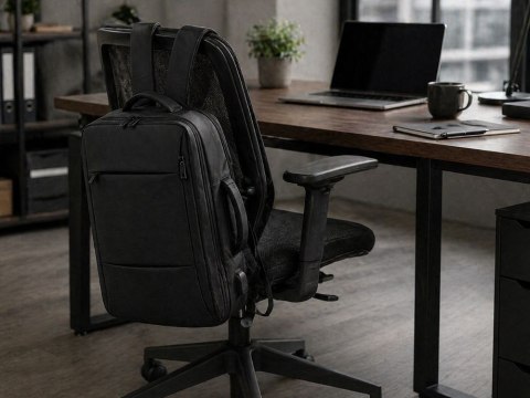 Plecak biznesowy męski na laptop USB elegancki czarny pojemny miejski