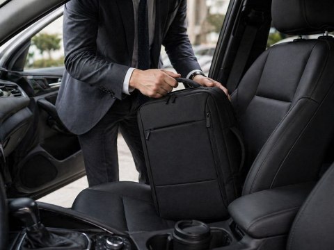 Plecak biznesowy męski na laptop USB elegancki czarny pojemny miejski