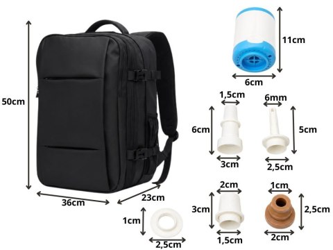 Plecak podróżny USB z pompką próżniową na laptop bagaż podręczny duży