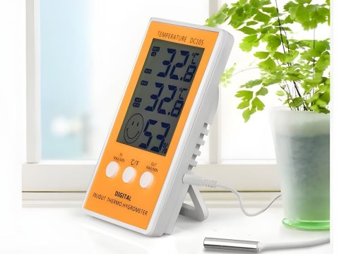 Termometr cyfrowy do pomiaru temperatury i wilgotności, z sondą do pomiarów zewnętrznych