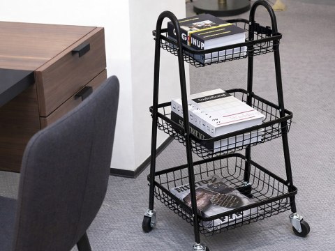 Nowoczesny regał na kółkach z trzema poziomami | Półka łazienkowa/kuchenna z kółkami | Półka na kółkach do łazienki i kuchni - i