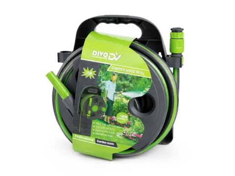 Wąż ogrodowy z bębnem na ścianę gumowy 1/2" 20 metrów 3 warstwowy