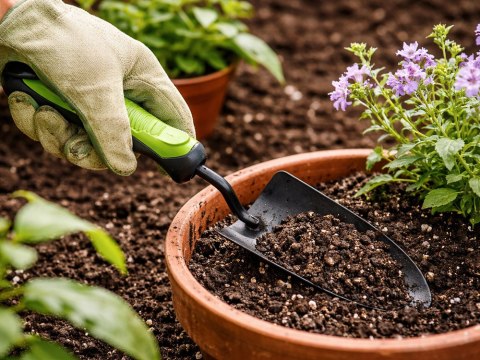 Zestaw narzędzi ogrodowych, sekator, motyka, łopatka z torbą do ogrodu