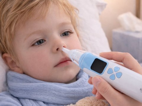 Aspirator do nosa dla dzieci - elektryczny odciągacz kataru z USB i 4 końcówkami