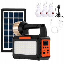 Lampa latarka solarna turystyczna LED campingowa panel radio żarówki blt