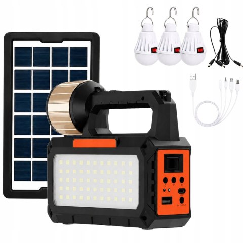 Lampa latarka solarna turystyczna LED campingowa panel radio żarówki blt
